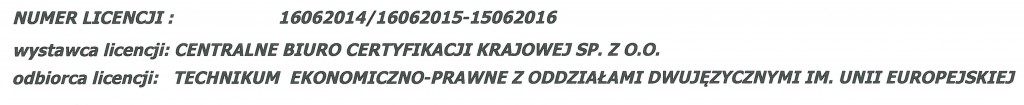 GRATULACJE TECHNIKUM EKONOMICZNO-PRAWNE Z ODDZIAŁAMI DWUJĘZYCZNYMI IM  UNII EUROPEJSKIEJ